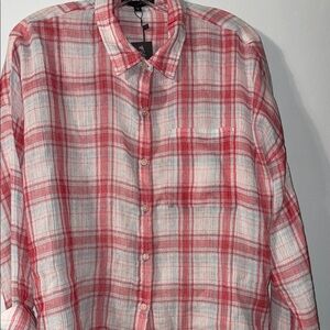 Sanctuary Red and White Plaid Button-Down Shirt